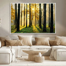 Sunlit Forest Wall Art Canvas Print – Large Framed Woodland