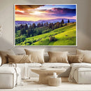 Green Hills and Sunset Wall Art Print - Scenic Landscape by MyGreatCanvas | Canvas Wall Art Prints | Photo Prints & Wall Decor