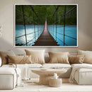 Suspension Bridge Over River Canvas Art | 3-Panel Nature by MyGreatCanvas | Canvas Wall Art Prints | Photo Prints & Wall Decor