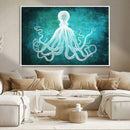 Green Octopus Abstract Wall Art Canvas Print