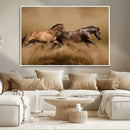 Large Wall Art Canvas Print – Two Running Brown Horses