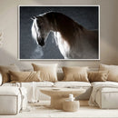 Large Wall Art Cream Colored Horse on Grey Background Canvas