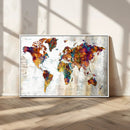 Vintage World Map Canvas Wall Art Print, Warm Tone Global