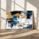 Blue and Gold Abstract Canvas Wall Art – Triptych Modern