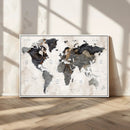 Abstract Map Printing - Modern World Map Canvas Wall Art for