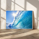 Blue Big Wave Surfing Ocean Canvas Wall Art Artwork Print