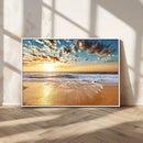 Golden Sunset Beach Print Canvas Wall Art, Giclee Canvas
