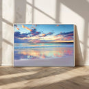 Tranquil Pastel Sunset Beach Triptych Canvas Art, Soothing