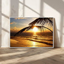 Golden Tropical Beach Sunset Canvas Triptych, Coastal Palm by MyGreatCanvas | Canvas Wall Art Prints | Photo Prints & Wall Decor