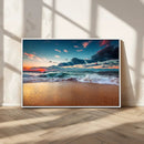 Sunset on Beach Wall Art Ocean Beach Canvas Print