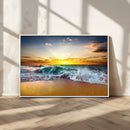 Golden Sunset Ocean Waves Wall Art Canvas Print – Multi