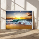 Golden Sunset Ocean Waves Wall Art Canvas Print – Multi