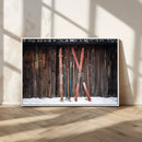 Vintage Ski Gear Canvas Print, Vintage Ski Gear Against