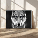 Black and White Wild Wolf Wall Art Canvas Print