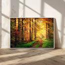 Sunlight Through Trees Wall Art Canvas Print - Autumn Forest