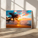 Palm Tree Sunset On The Beach Wall Art Canvas, Framed Palm by MyGreatCanvas | Canvas Wall Art Prints | Photo Prints & Wall Decor