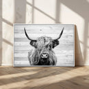 Scottish Highland Cow Cattle Art Print on Wood Background by MyGreatCanvas | Canvas Wall Art Prints | Photo Prints & Wall Decor