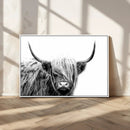 Black White Scottish Highland Cow Cattle Art Print Farmhouse