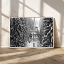 Winter Ski Lift Black and White Canvas Wall Art – Alpine