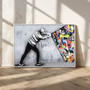 Banksy Art Behind the Curtain Street Wall Art Canvas Print |