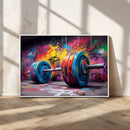 Abstract Graffiti Barbell Canvas Wall Art – Urban Fitness