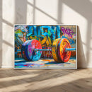 Fitness Gym Barbell Graffiti Wall Art Canvas Print