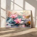 Lotus Flower Wall Art | 3-Panel Giclee Canvas Print of Pink