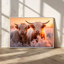 Highland Cows at Sunrise Wall Art Canvas Set – Serene and by MyGreatCanvas | Canvas Wall Art Prints | Photo Prints & Wall Decor