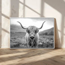 Black White Scottish Highland Cow Canvas Farm Wall Art by MyGreatCanvas | Canvas Wall Art Prints | Photo Prints & Wall Decor