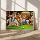 Dogs Playing Pool Canvas Wall Art Funny Gifts Dog Print