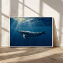 Whale under Ocean Wall Art Canvas Print