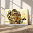 Blue-Eyed Leopard Canvas Wall Art - Framed Animal Print
