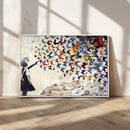 Banksy Graffiti Wall Art Canvas Print: Girl Releasing