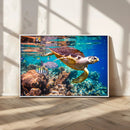 Sea Turtle Wall Art Canvas Print – Vibrant Ocean Coral Reef