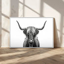 Highland Wall Art Canvas Print – Minimalist Black and White