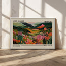 Yayoi Kusama Landscape Canvas Print, Vibrant Floral Mountain