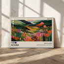Yayoi Kusama Abstract Print, Vibrant Floral Mountain Art