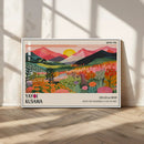 Yayoi Kusama Landscape Canvas Print, Vibrant Floral Mountain Art Print, Framed Botanical Wall Art -