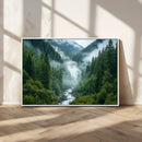Mountain Forest River Canvas Wall Art Print - Serene Nature