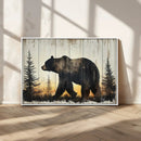 Vintage Bear Wall Art Canvas Print for Farmhouse - Mountain
