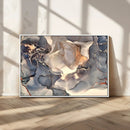Abstract Blue and Gold Wall Art - Fluid Ink Artwork - Modern