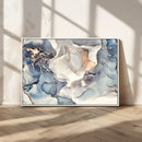 Abstract Blue and Gold Canvas Wall Art - Fluid Modern Ink