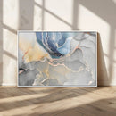Large Abstract Blue and Gold Canvas Wall Art | Fluid Ink
