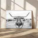 Highland Cow Wall Art Canvas Print – Black and White Western
