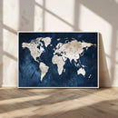 Vintage World Map Canvas Wall Art - Framed Map Print for
