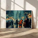 Urban Night Jazz Wall Art Canvas Print – Moody Rain-Soaked