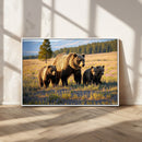 Grizzly Bear Family Wall Art Canvas Print – Majestic