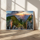 Mountain Sunset Panoramic Wall Art Canvas Print – Framed