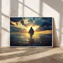 Jesus Walks Wall Art Canvas Print – Framed Divine Sunset by MyGreatCanvas | Canvas Wall Art Prints | Photo Prints & Wall Decor