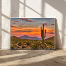 Saguaro Cactus Wall Art Canvas Print – Framed Arizona Sunset